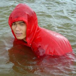 water hiking and swimming with a backpack