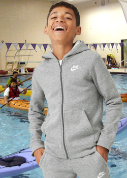 Swimming in hoodie